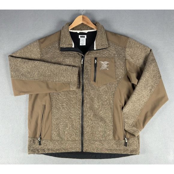 NRA Jacket XL Brown Fleece Lined Embroidered Logo Eagle Crest Outdoor Hunting - Picture 3 of 7
